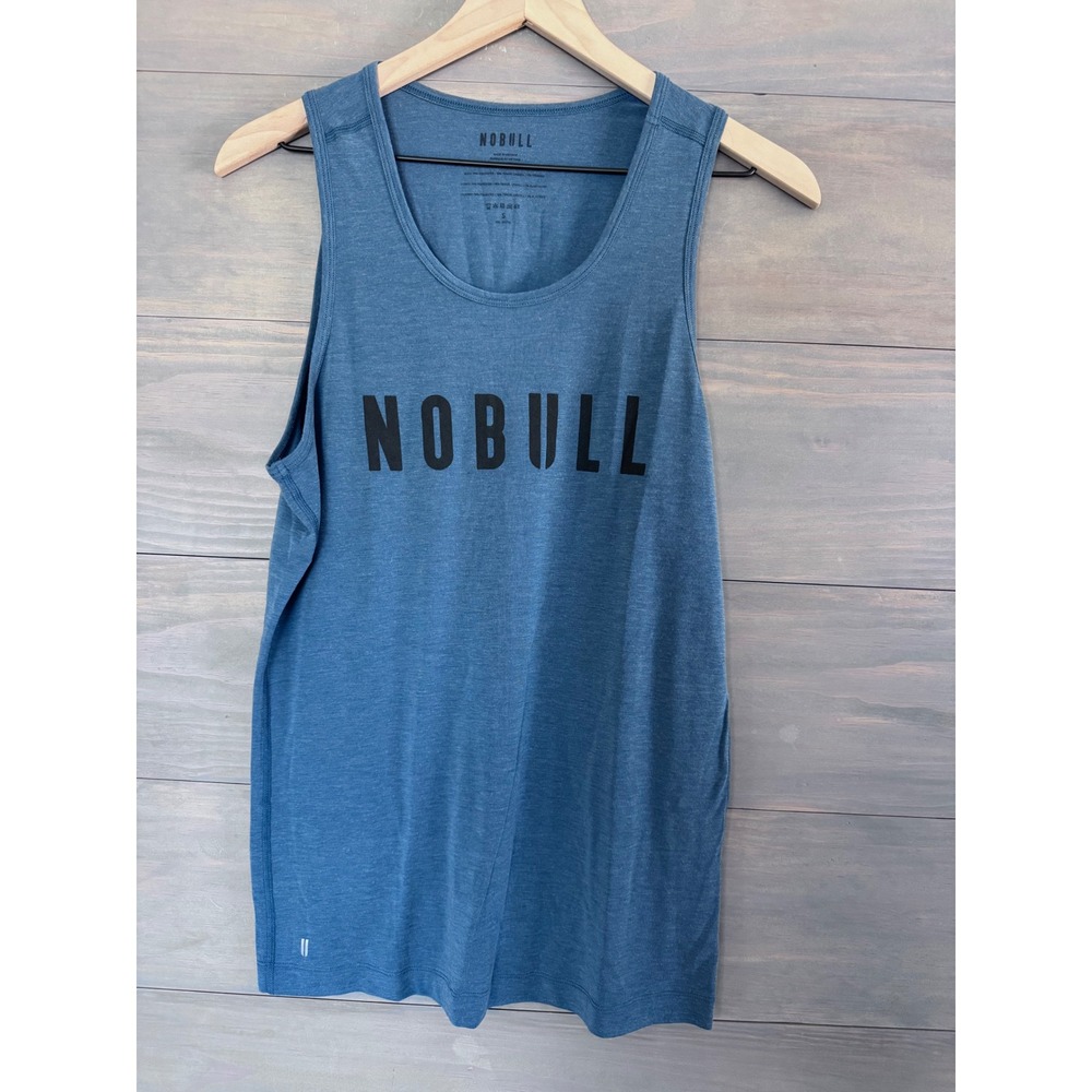 NOBULL Mens Graphic Muscle Tank‎ Blue Heather Tencel Stretch Training Top Small